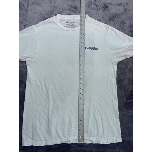 Men's Columbia White T-Shirt Size M Fishing Angling Patriotic - Picture 6 of 12